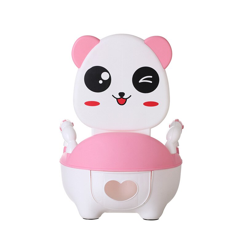 Kind Pot Plastic Cartoon Panda Baby Toilet Training Jongen Meisjes Kids Kind Wc-bril Draagbare Baby kinderen Potje stoelen: Roze
