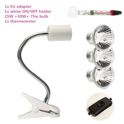 25w uva&uvb juster temperatur lamper skildpadde krybdyr varme tilbage kæledyr lys skildpadde calcium solarium akvarie habitat belysning: 3 lamper hvid holder