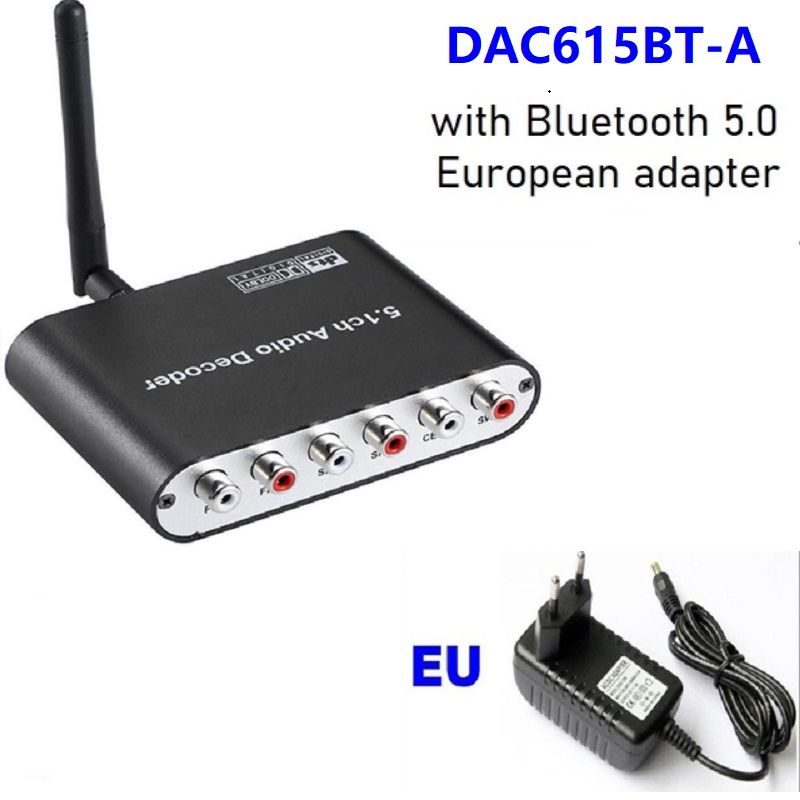 Digital 5.1 eu lyddekoder dolby dts /ac3 lydkonverter utstyr lpcm  to 5.1 analog lyd lydadapter forsterkerkonverter: Svart