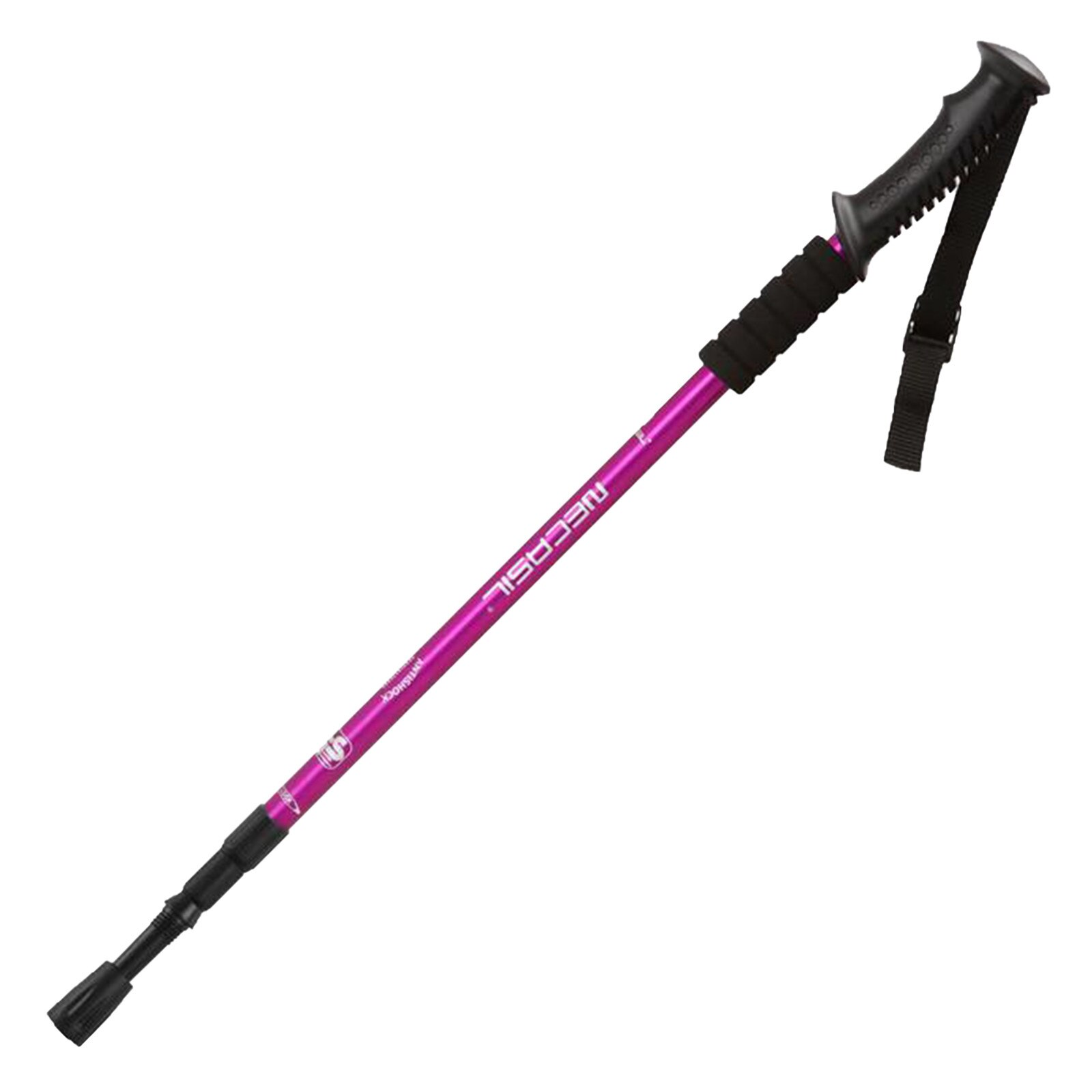 Palo de Trekking telescópico con mango recto, aleación de aluminio, absorción de impacto, plegable, para caminar al aire libre, 40 #: Purple 