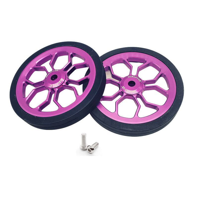 Aceoffix-rueda de empuje de gran tamaño para bicicleta, rueda fácil de 80mm para Brompton, 1 par: purple