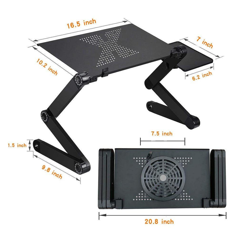 Draagbare Opvouwbare Verstelbare Klaptafel Laptop Bureau Computer Mesa Notebook Stand Tray Ergonomisch Voor Slaapbank Met Ventilator