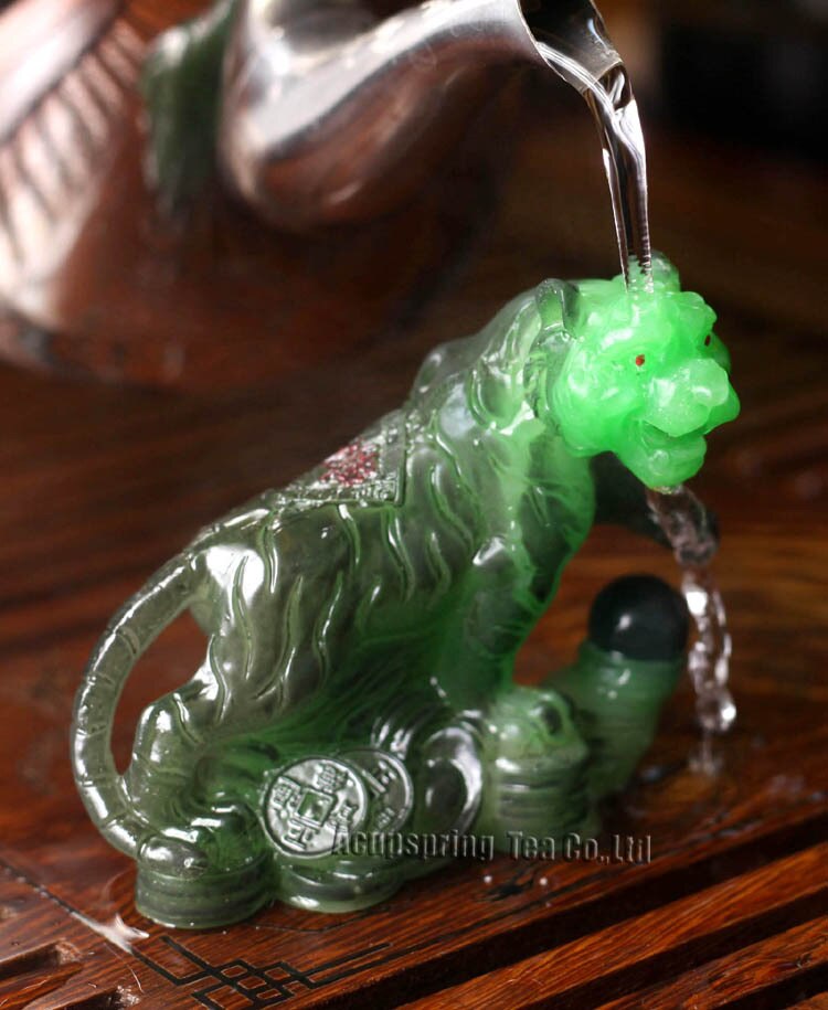 Tigre verde, amuletos de la suerte, zodiaco chino, sheniao, mascota allocroica, adorno fengshui, novedosos, mascota de té, S1015Ahu
