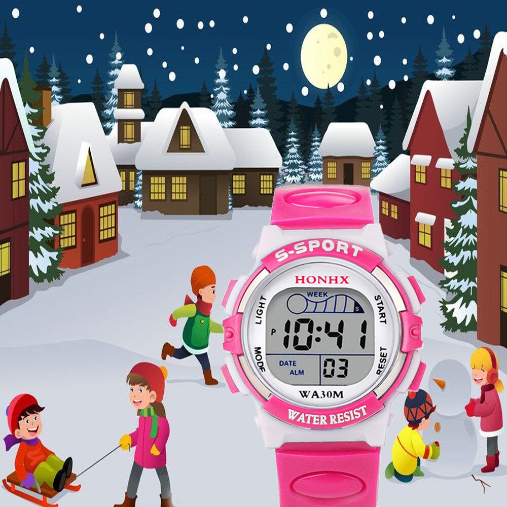 Watch Waterproof Children Boys Digital LED Sports Watch Kids Alarm Date Watch Casual Electronic Simplicity Round Watch