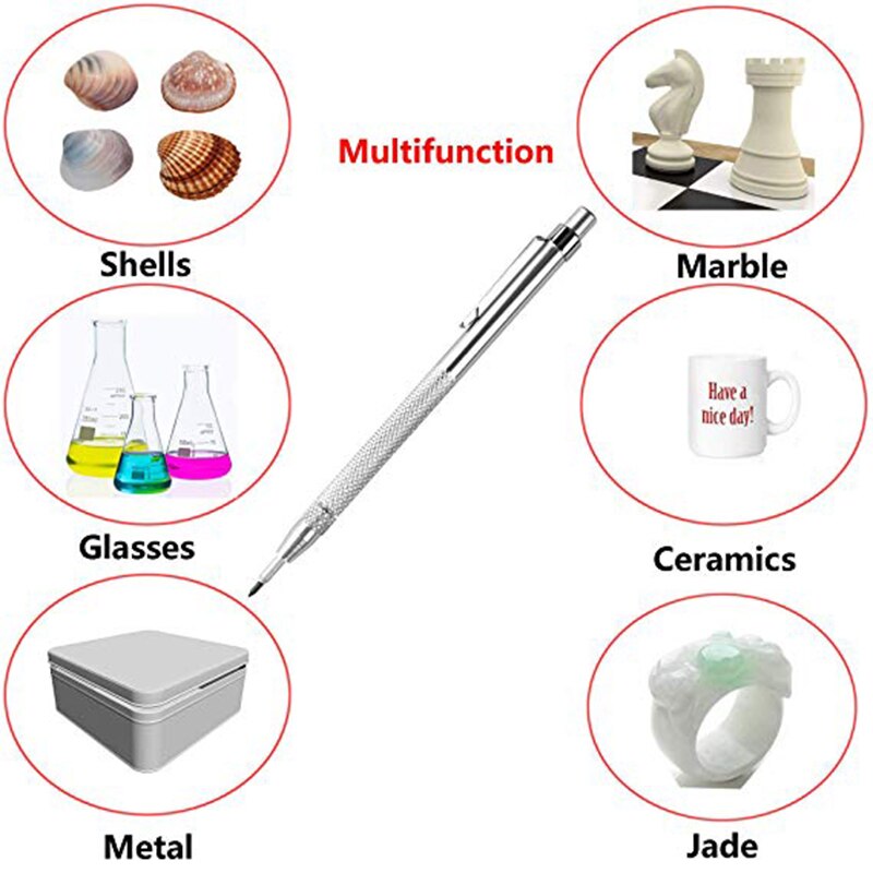 Ritspets av aluminiumkarbid med magnetetsning gravyrpenna 5.7 tum för metallglaskeramik marmorspets hantverksingenjör