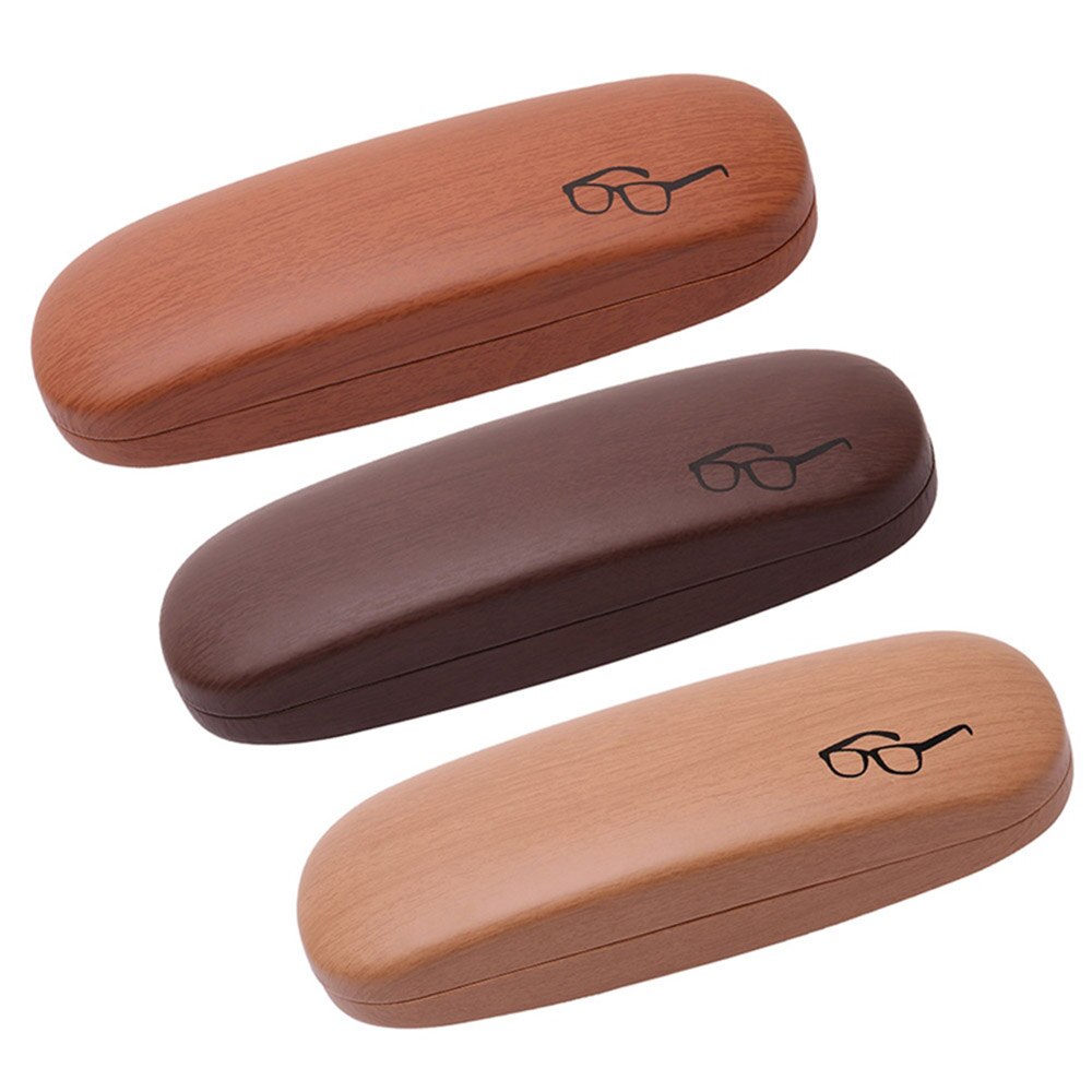 Estuche rígido de madera de para gafas de lectura, estuche para gafas de sol de cuero PU para hombres y mujeres