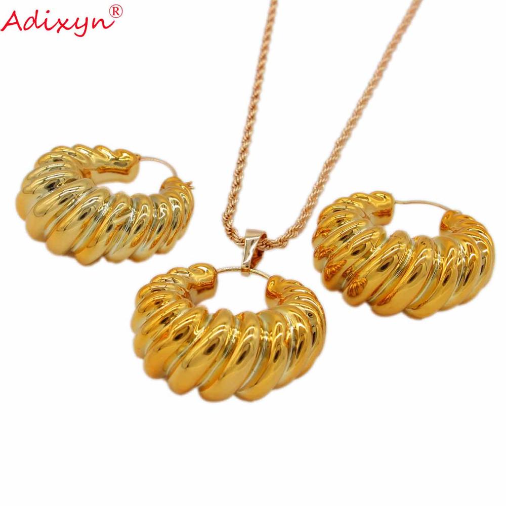 Adixyn di colore dell'oro Dei Monili di Cerimonia Nuziale per Le Donne Orecchino/Pendente/Collana per Le Donne/Ragazze Festa Di Compleanno Del Regalo N031918: Default Title