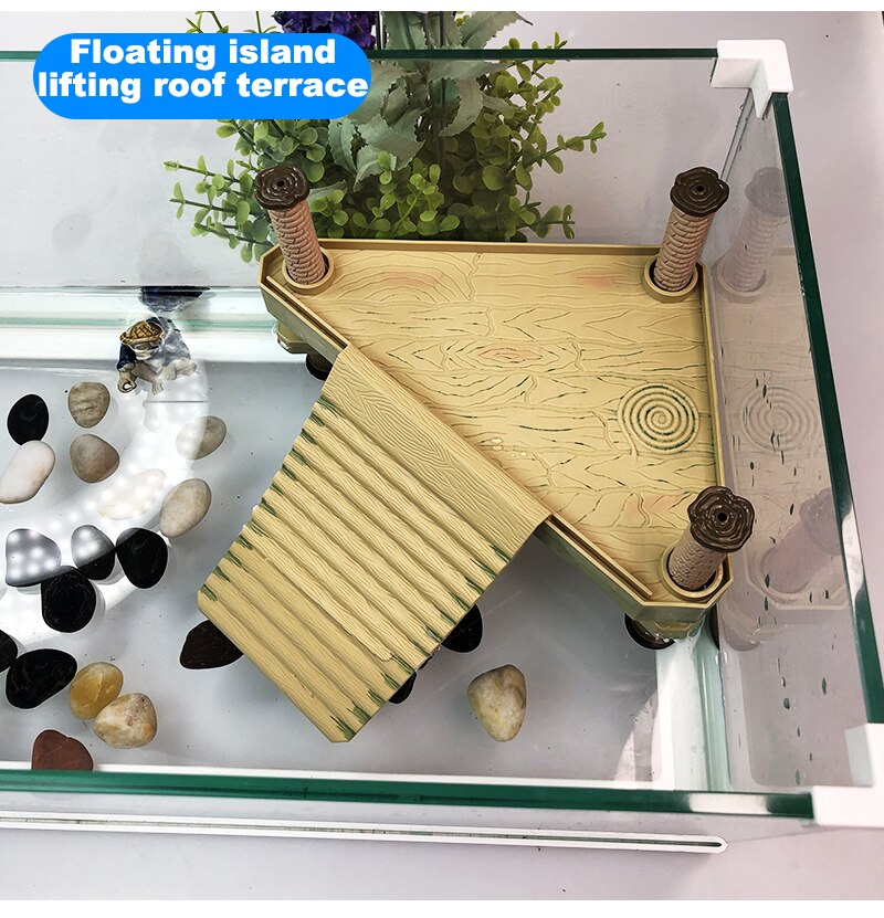 Turtle Basking Platform Turtle Tank Platform Aquarium Animal Sink Wharf Reptile Habitat Climbing Floating Shelf with Sucker Cap