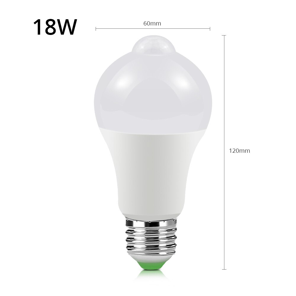 220v 5w 7w 9w 12w 18w pir bevegelsessensor lys  e27 bevegelsesdetektor led pære lampe trapp gang gang gang korridor nattbelysning