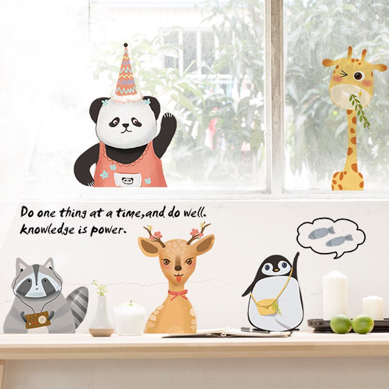 Tofok bos zittende dieren diy thuis muursticker schattige herten kinderkamer woonkamer tv bank achtergrond sticker kinderkamer decoratie
