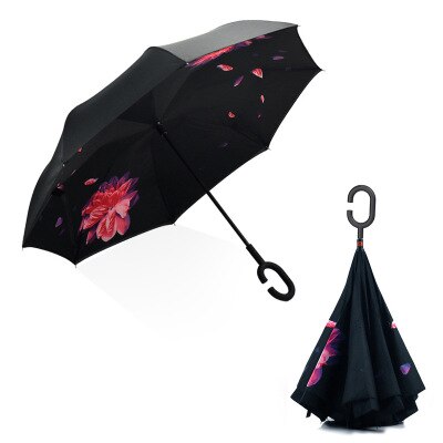 Reverse Umbrellas Folding Double Layer Inverted C Hand Holder Stand Sun Rain Windproof Rolling Over Umbrella For Women: pic14
