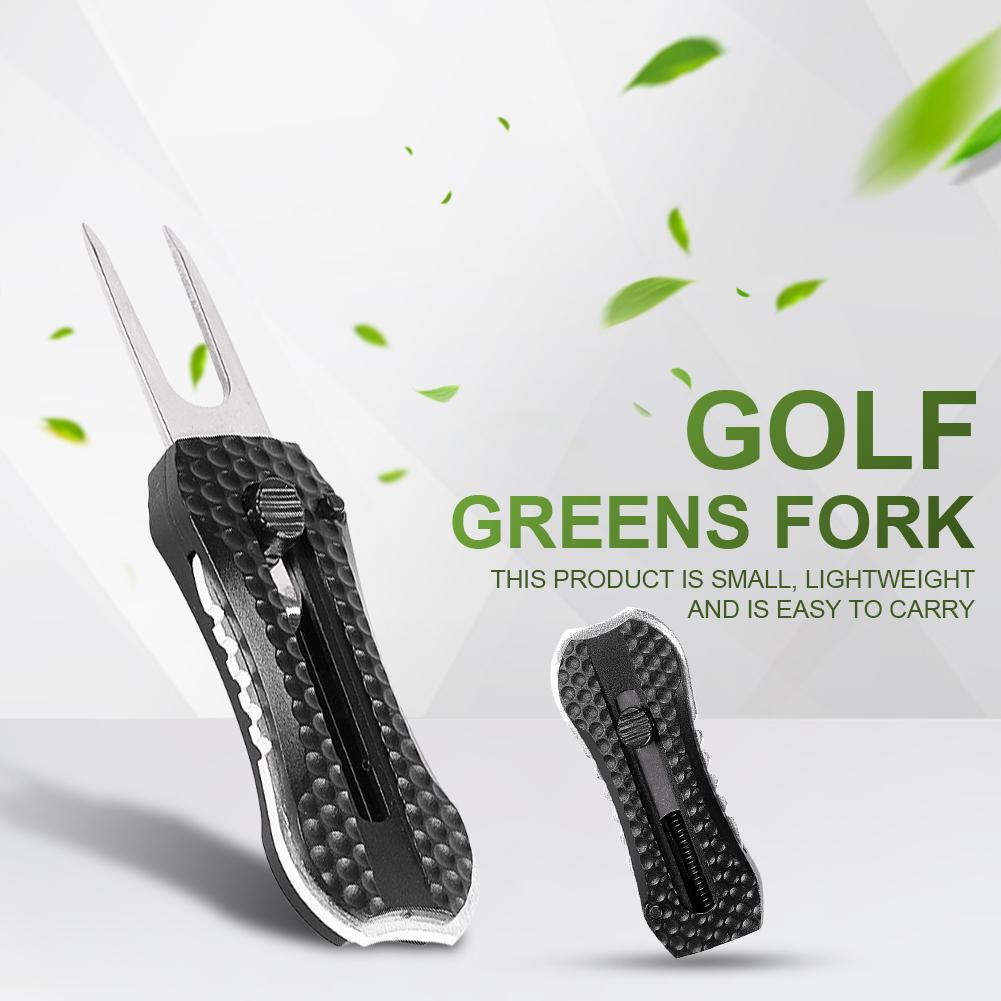 Multi-Function Golf Pitch Repair Divot Tool Portable Switchblade Golf Divot Putting Green Repair Tool With Ball Maker-Black