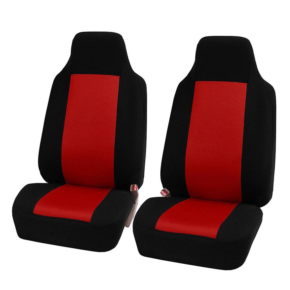 Funda para asiento de coche, tamaño Universal, tela de lino, cojín de lino delantero y trasero para las cuatro estaciones, Protector transpirable para asiento de coche: A pair Red