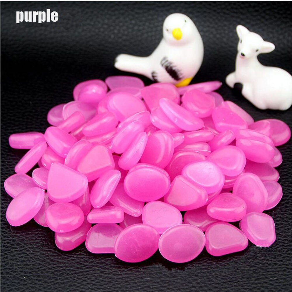 50Pcs Garden Pebbles Glow Stones Rocks for Walkways Garden Path Patio Lawn Garden Yard Decor Luminous Stones: Purple