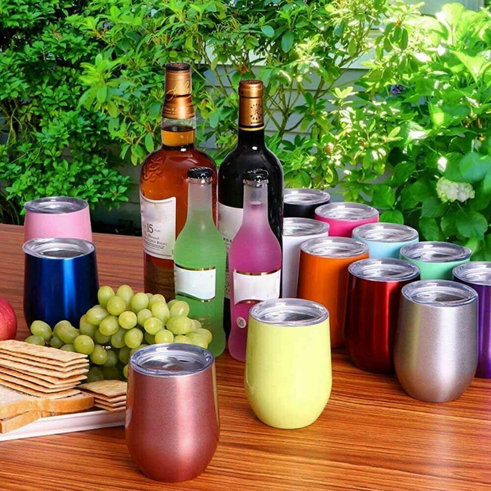 Egg type vinkopp tumbler rustfritt stål metall beger krus med lokk