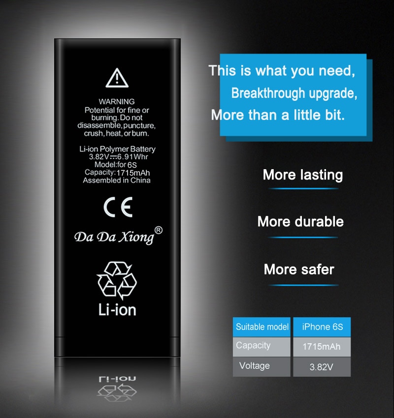 Original Da Da Xiong Battery For iPhone 6S 6GS 1715mAh Genuine Li-ion Mobile Phone Replacement For iPhone6S Batteries + Tools