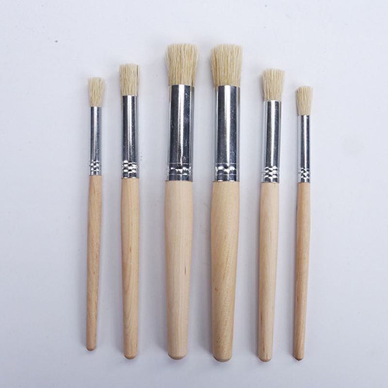 6 pièces/ensemble aquarelle peinture pochoir brosse taille différente manche en bois enfants étudiant Art fournitures