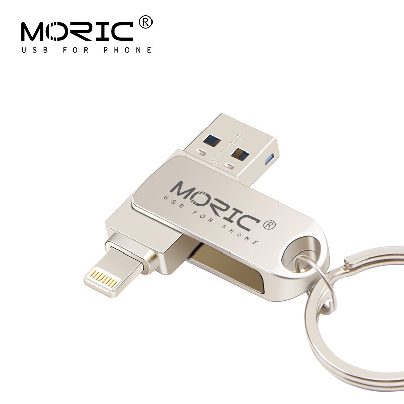 Moric drive metalen usb-flashdrive 128gb otg-pendrive 32gb 64gb usb 3.0 flashdisk voor iphone/ipad/lightning/ios/usb-geheugen
