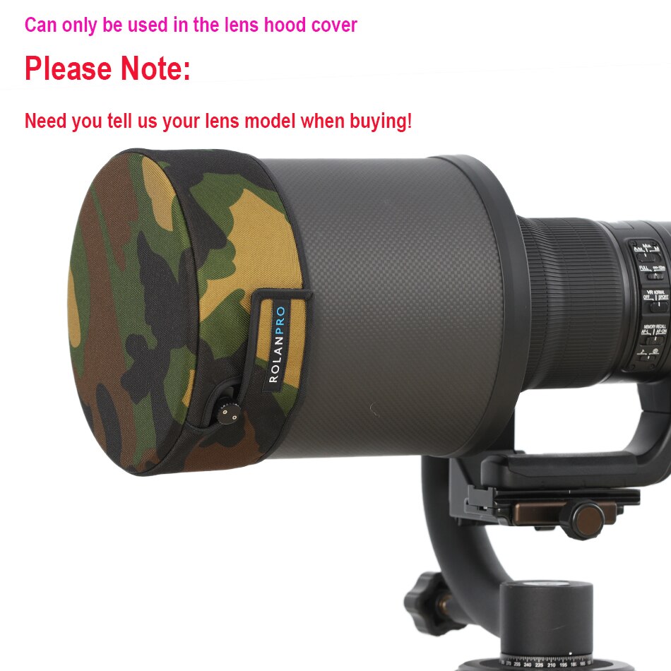 ROLANPRO – veste de Camouflage avec capuchon d&#39;objectif DSLR, vêtement téléphoto court pour Sigma Tamron Canon Nikon 300/400/500/600/800mm: Lens Hood Cover F
