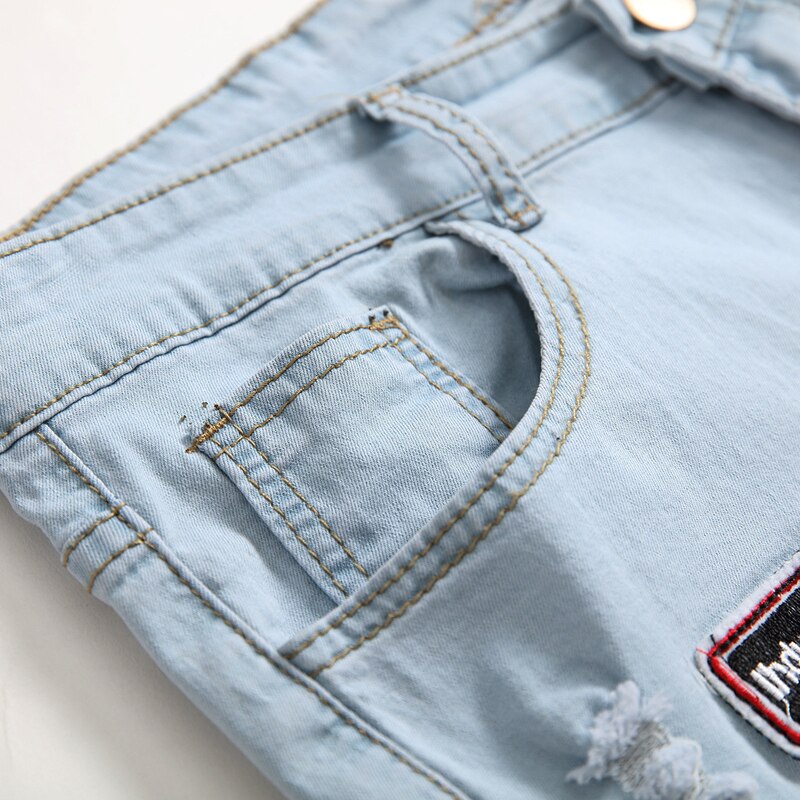 Maxulla denim korte gat jeans mannen Zomer jean denim Elastische shorts wassen patchwork denim mannelijke straat shorts Mla033