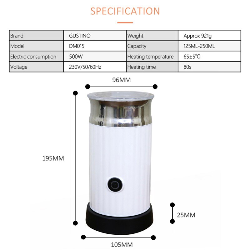 Automatisk mælkeskummer med rustfrit stålbeholder til blødt skum cappuccino elektrisk kaffemaskine / kølig eu s