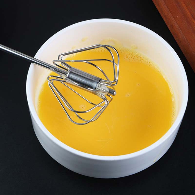 Fouet rotatif de type poussoir en acier inoxydable fouet manuel domestique bâton d'agitation de beurre accessoires de cuisine à domicile durables