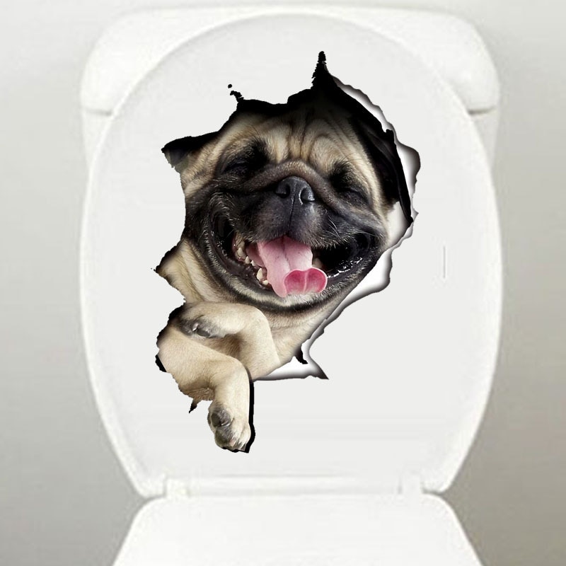 3D Creatieve Kat Hond Gebroken Muur Cartoon Sticker Zelfklevende Waterdicht Decoratie Wc Notebook Sticker