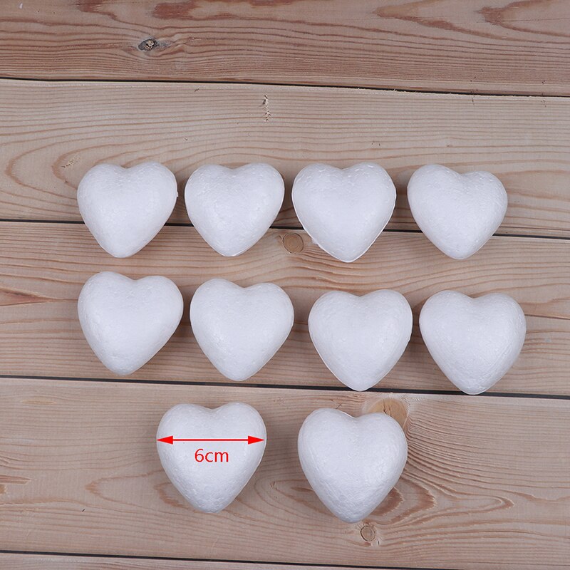 10Pcs Polystyrene Styrofoam Foam Heart-shaped Craft For Christmas Decoration: 6cm