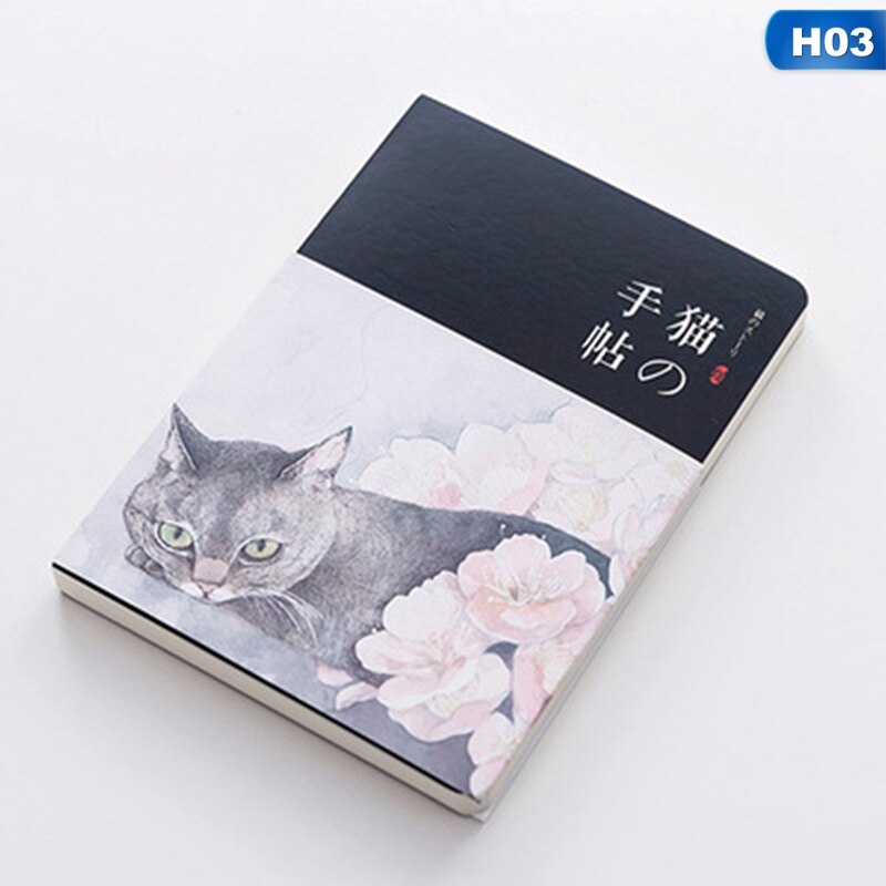 Japansk katt anteckningsbok papper skiss bok kontor skolmaterial tom vintage skissbok dagbok ritning målning 80 ark: 3