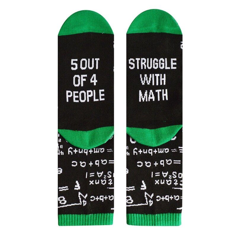 Men Women Novelty Funny Saying Cotton Crew Socks Colorful Books Science Math Pattern Letters Print Contrast Color Hosiery: Black
