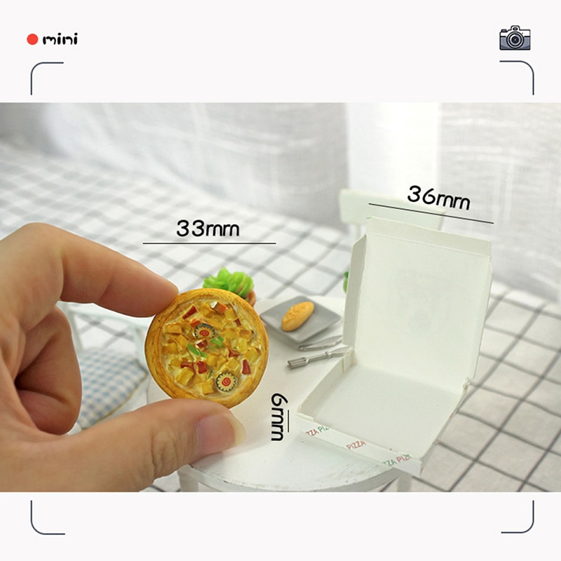 1/12 puppenhaus Miniatur Zubehör Mini Harz Pizza mit Kasten Simulation Lebensmittel Modell Spielzeug für Puppe Haus Dekoration