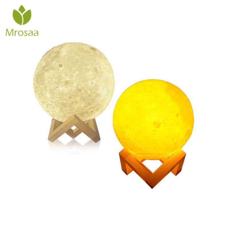 15cm 3D Magical lámpara de luna de dos tonos bolas de Luna decorativas carga USB LED noche ornamento Sensor Velantine artesanías decoración del hogar