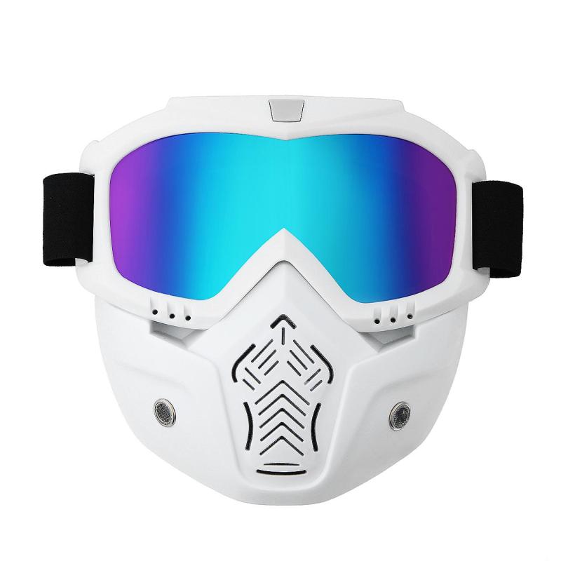 Removable Motorcycle Riding Racing Goggles Face Mask ATV MX Off-road Dirt Bike Windshield Glasses Skiing Snowboard Eyewear: MultiColors Lens