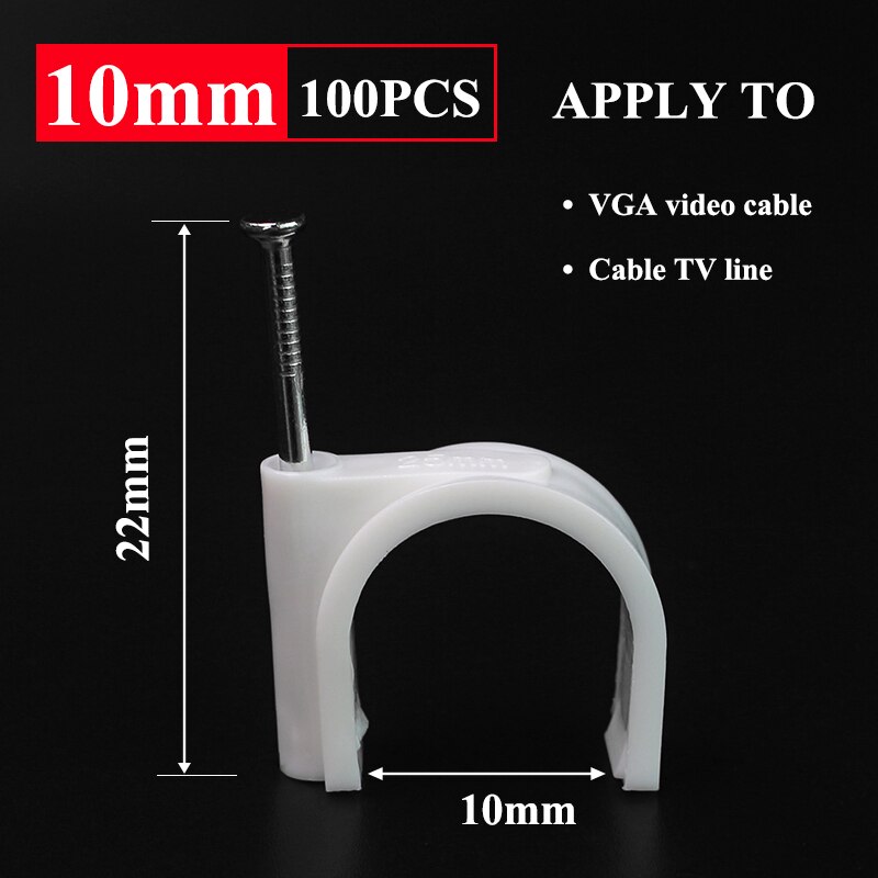 100PCS Round Cable Wire Clips 4mm 6mm 8mm 10mm Cable Management RG6 CAT6 RJ45 Electrical Wire Cord Tie Holder Circle Cable Clips: green