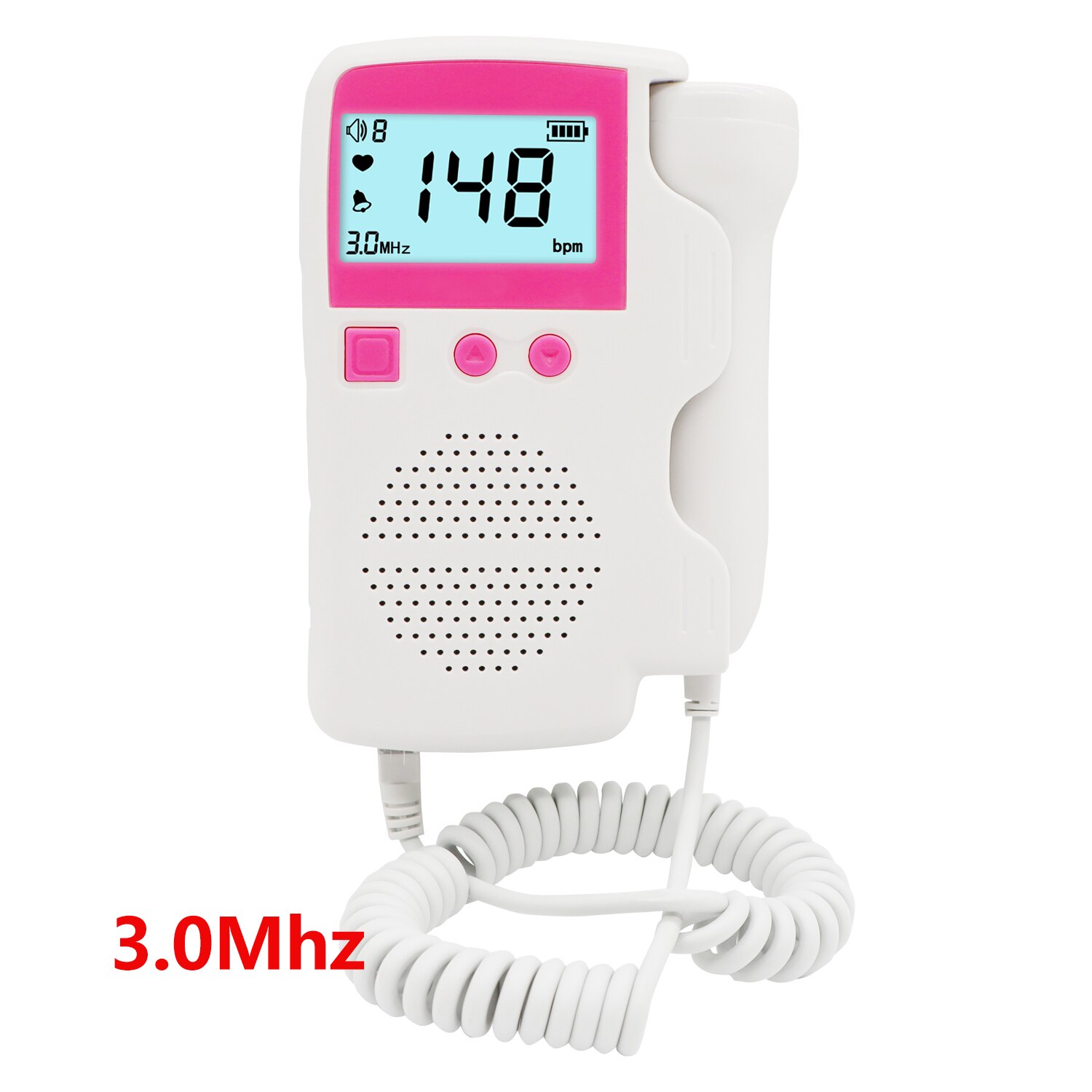 Foetale Doppler Ultrasound Baby Hartslag Detector Home Zwangere Doppler Monitor Pocket Doppler 3.0Mhz Geen Straling Stethoscoop: Pink