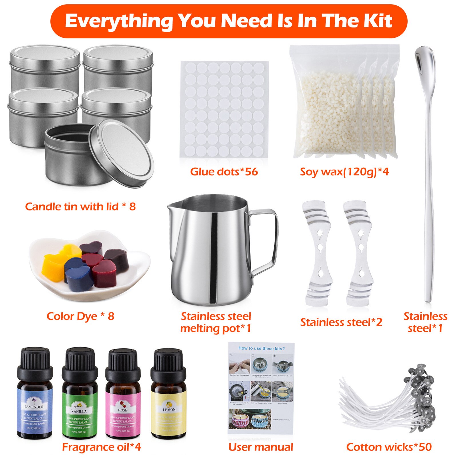 67 Pcs/Set Scented Candle Making Kit DIY Candle Making Supplies Kit Handmade Tool Sets For Family Making Candles