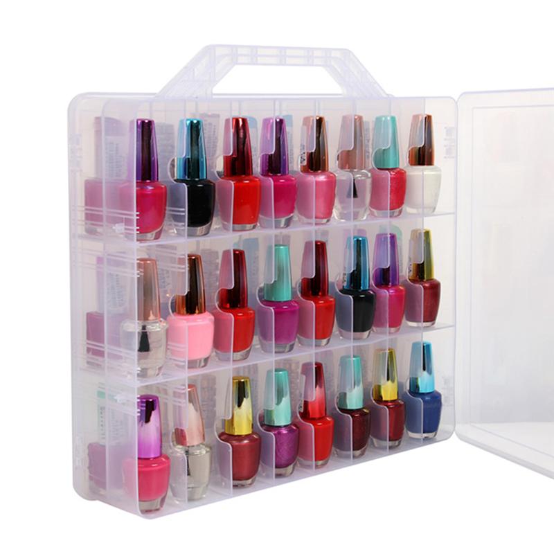 Doorzichtige nagellak organizer houder voor 48 flesjes verstelbare verdelers nagellakfles handwerk lippenstift opbergdoos