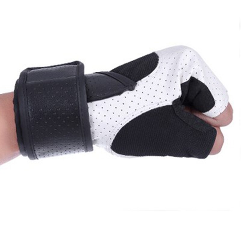 Guantes de Fitness de medio dedo para hombres y mujeres, antideslizantes, transpirables, para levantamiento de pesas, equipo de pesas, equipo deportivo de muñeca larga G
