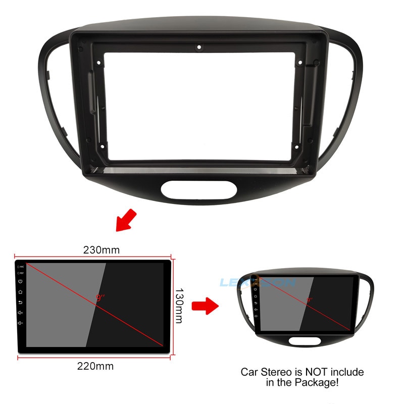 9 Inch Car Fascia For HYUNDAI I10 Adaptor Panel In-dash Mount Installation Dashboard One / Double Din Car Dvd Frame