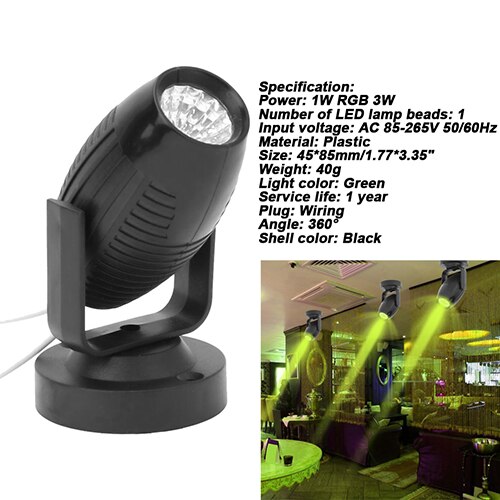 RGB LED Stage Spotlight 85-265V 360° Adjustable KTV Bar DJ Disc Party Spot Lamp Wedding Atmosphere Beam Lights Neon Night Lamp: Green