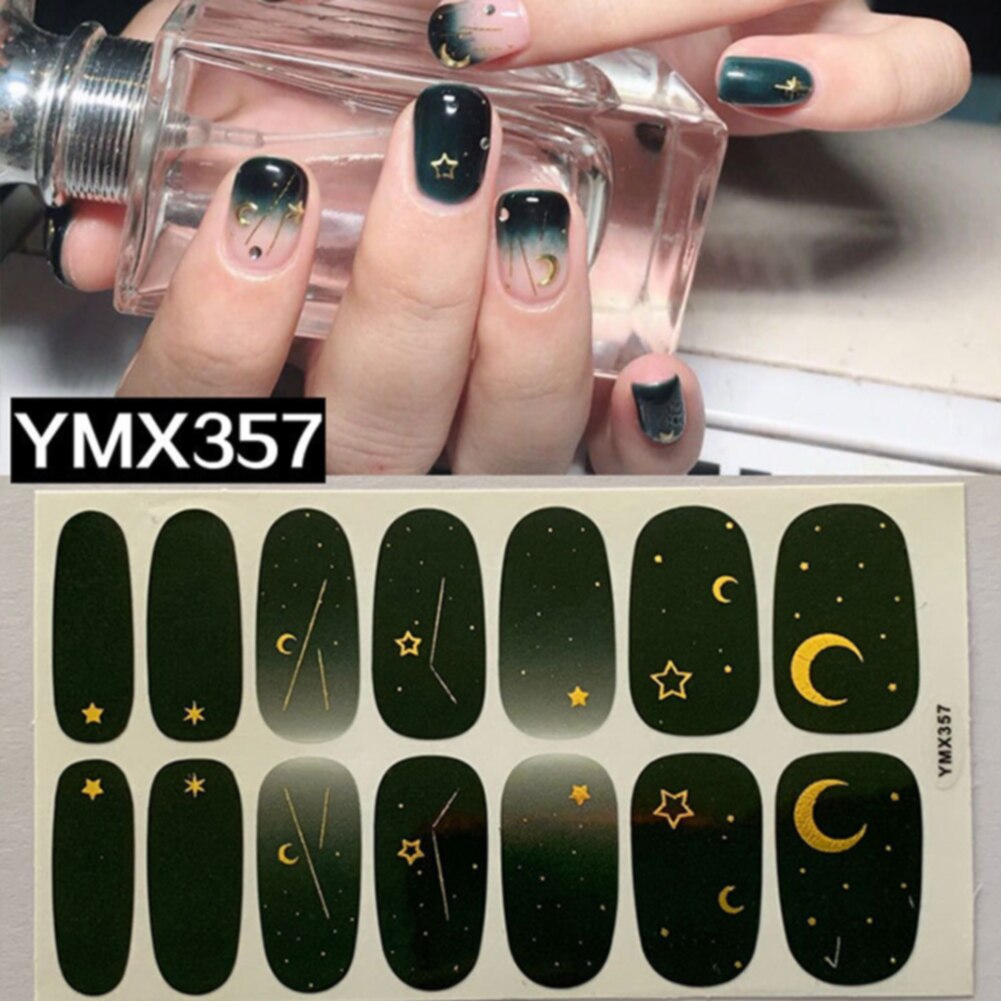 Nieuwste nagelstickers, decals, wraps, zelfklevende, volledige dekking, nail art, diy manicure, 3d maansterren: 357