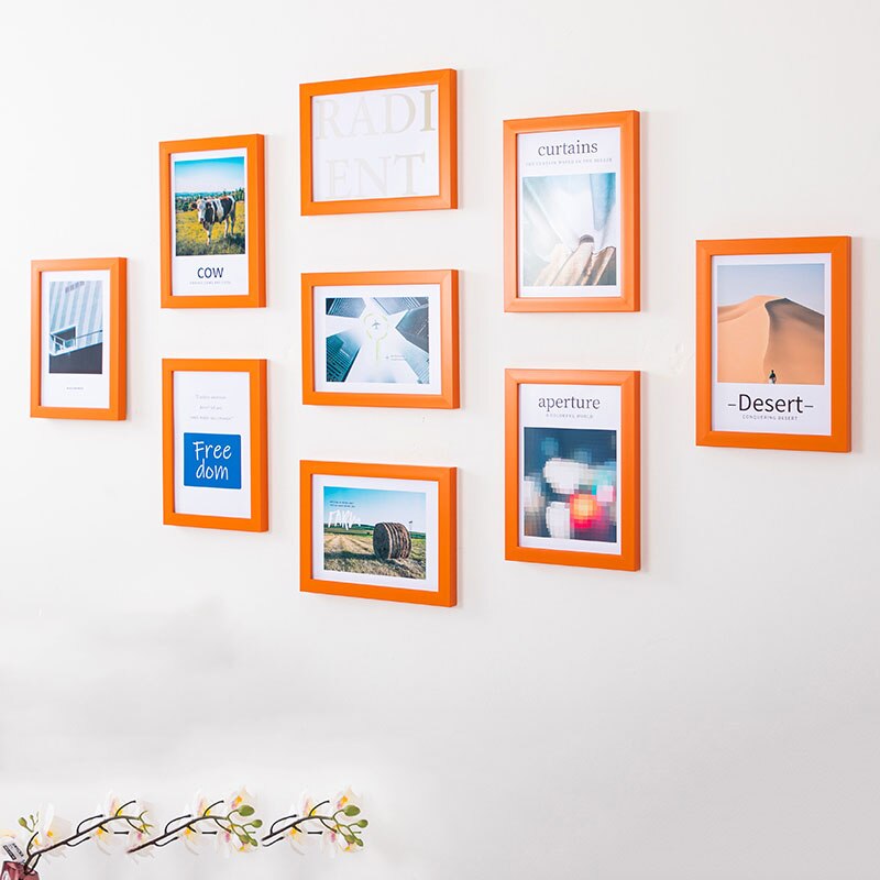 9 st/set grön blå fotovägg kombination fotoram hängande vardagsrum dekor målning bröllop tavelramar