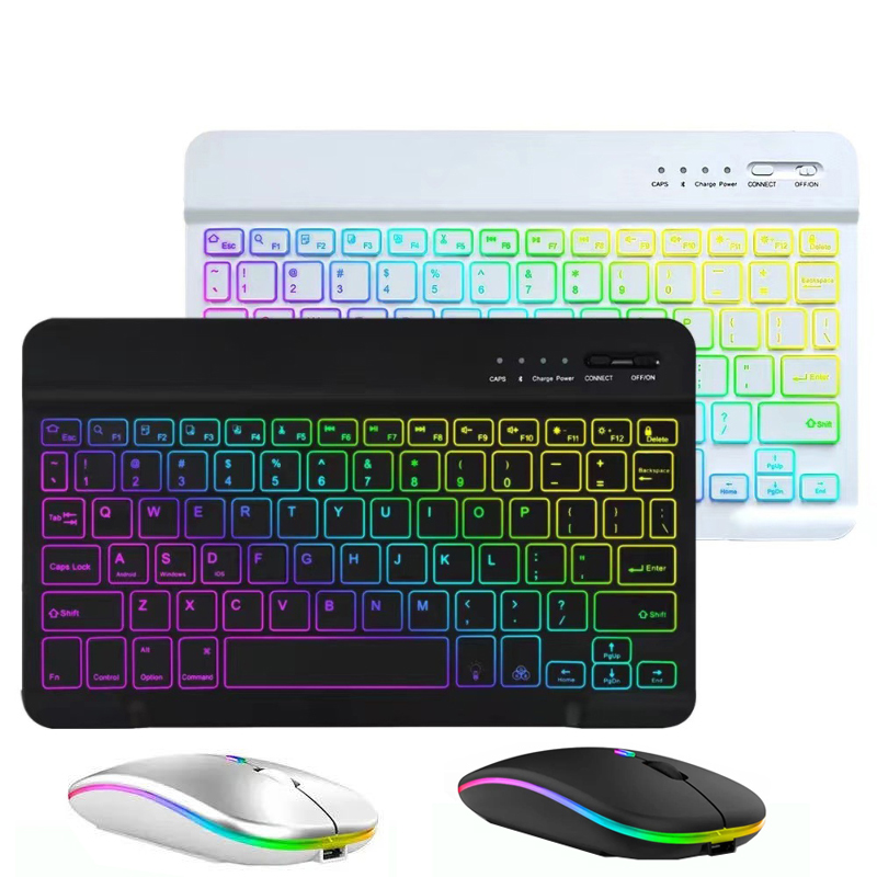 Backlit Led Keyboard 10 inch Wireless Rechargeable Keypads for iPad Tablet Phone PC Magnet Bluetooth Keyboard with Mouse