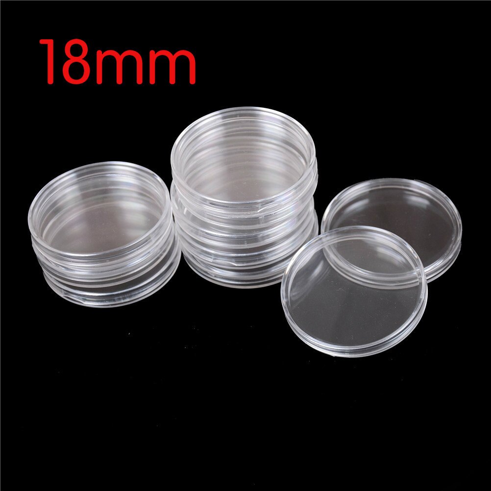 10Pcs/Lot Boxed Coin Capsules Coin Case Transparent Color 18/27/30/32/35/40mm MagiDeal: 18mm