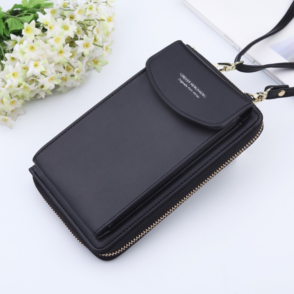 38# Women Mobile Phone Bag Buckle Shoulder Messenger Bag Large Waist Bag For Mobile Phone Universal Pouch Portable Pocket