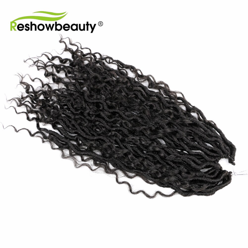 Braiding Hair Extension River Faux Locs Synthetic Curly Ends Crochet Hair 18 Inches 90 Gram RESHOWBEAUTY