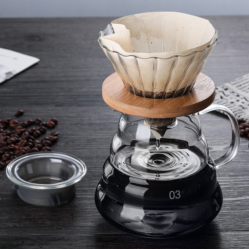 Coffee Drip Pot Heat Resistant Classic Glass Coffee Pot Maker Pour Over Coffeemaker 300/400ml/500ml