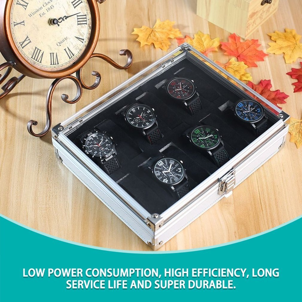 Metal Case 6/12 Grid Slots Polshorloge Display Case Opslag Houder Organisator Horloge Case Sieraden Dispay Horloge Doos