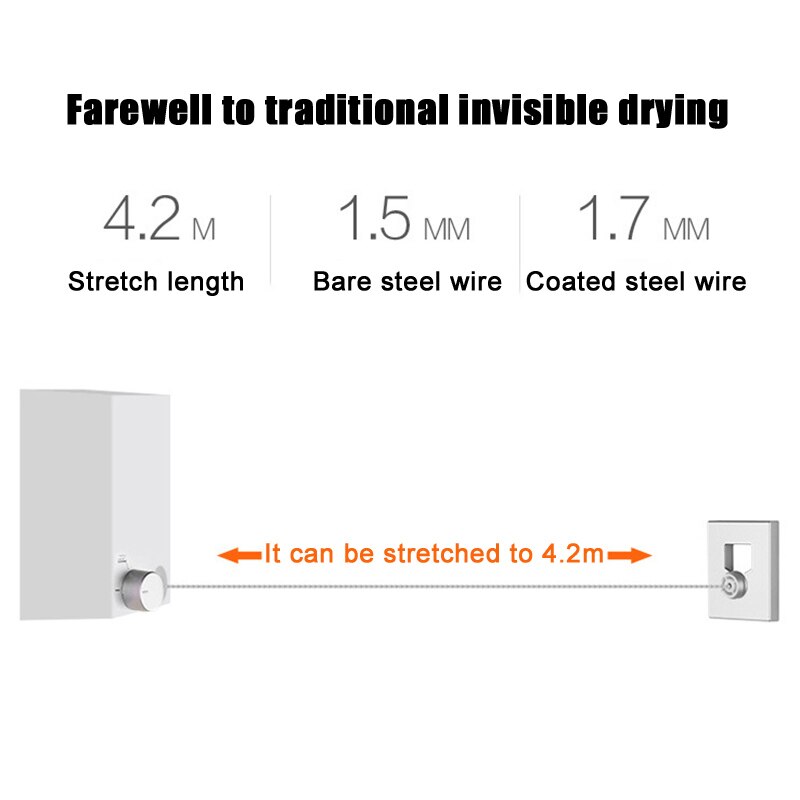 Indoor Outdoor Retractable Laundry Clothesline Wall Hanging Stretch Washing Clothes Line Shrinking Balcony Invisible Line