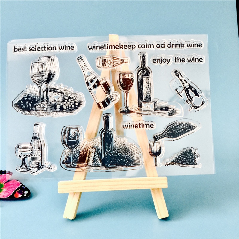 Wijn fles Siliconen Clear Postzegels voor Scrapbooking DIY Album Card Decoratie Embossing Map Craft Rubber Stempel Mallen